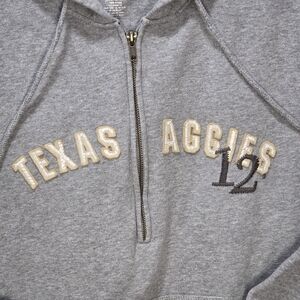 Gray Texas Aggies Hoodie, 1/4 Zip Front, Stitched Logo